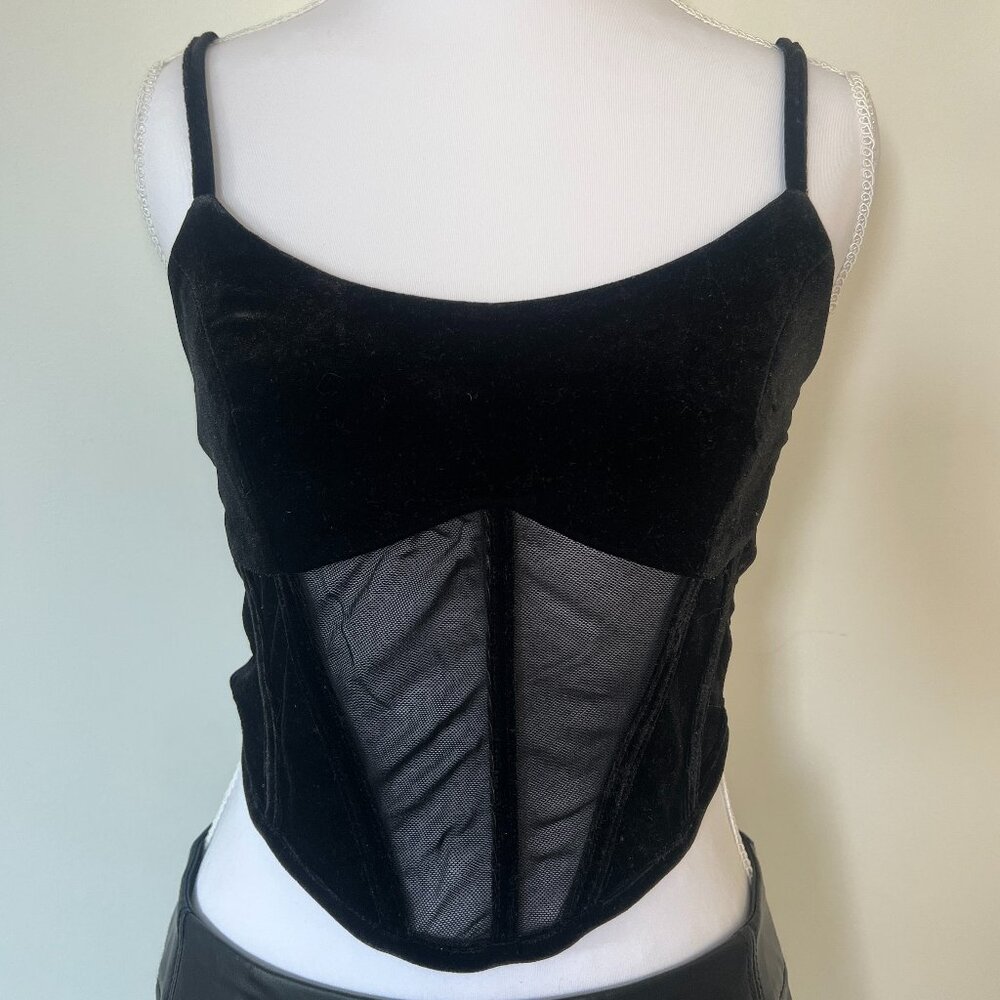 Lulus Black Velvet and Mesh Boneless Corset